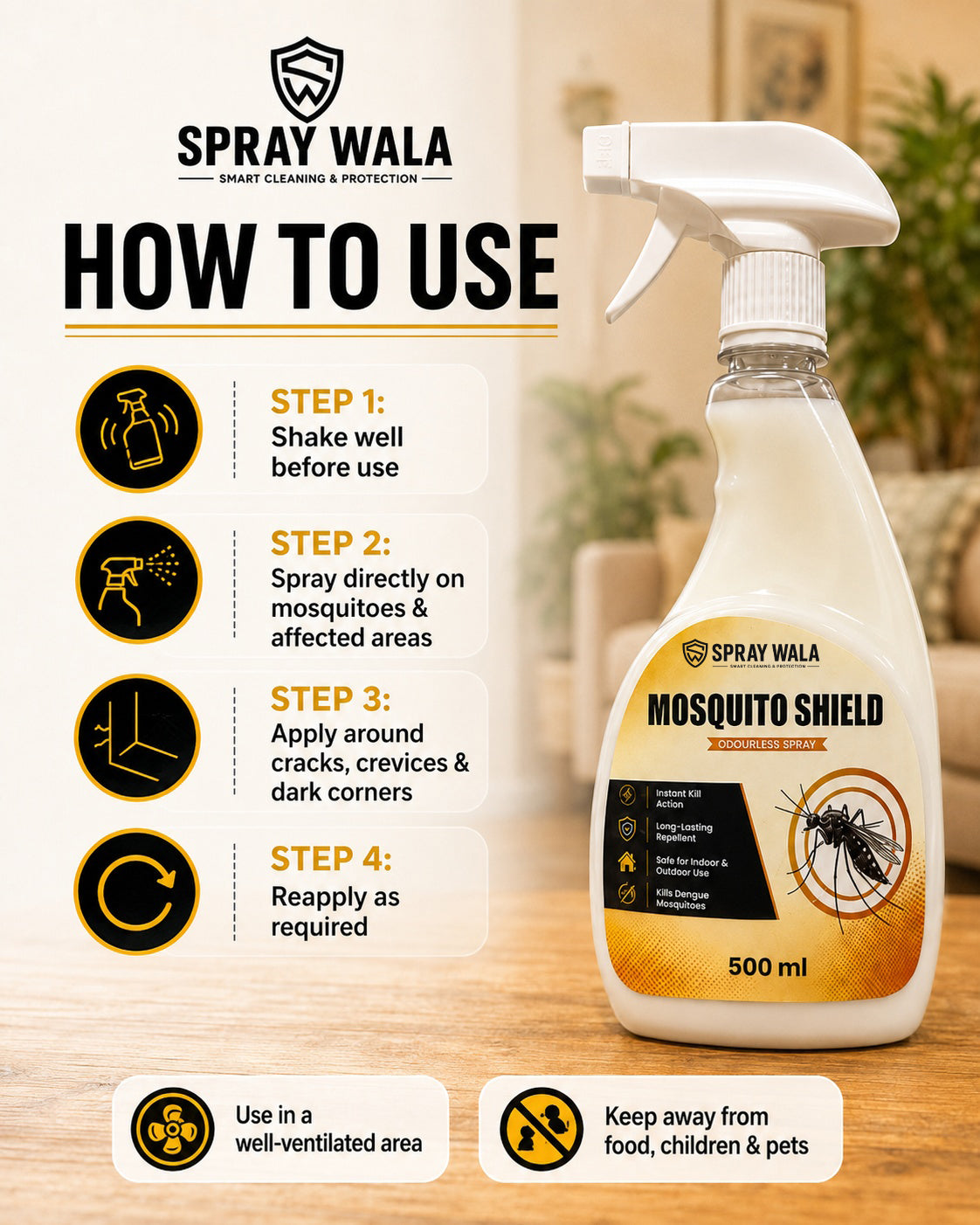 Mosquito Shield Spray 500ml – Long-Lasting Protection Formula | SPRAYWALA