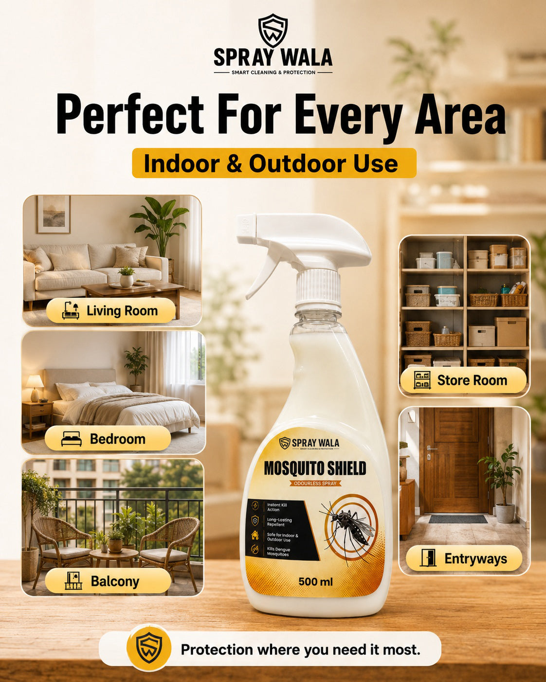 Mosquito Shield Spray 500ml – Long-Lasting Protection Formula | SPRAYWALA