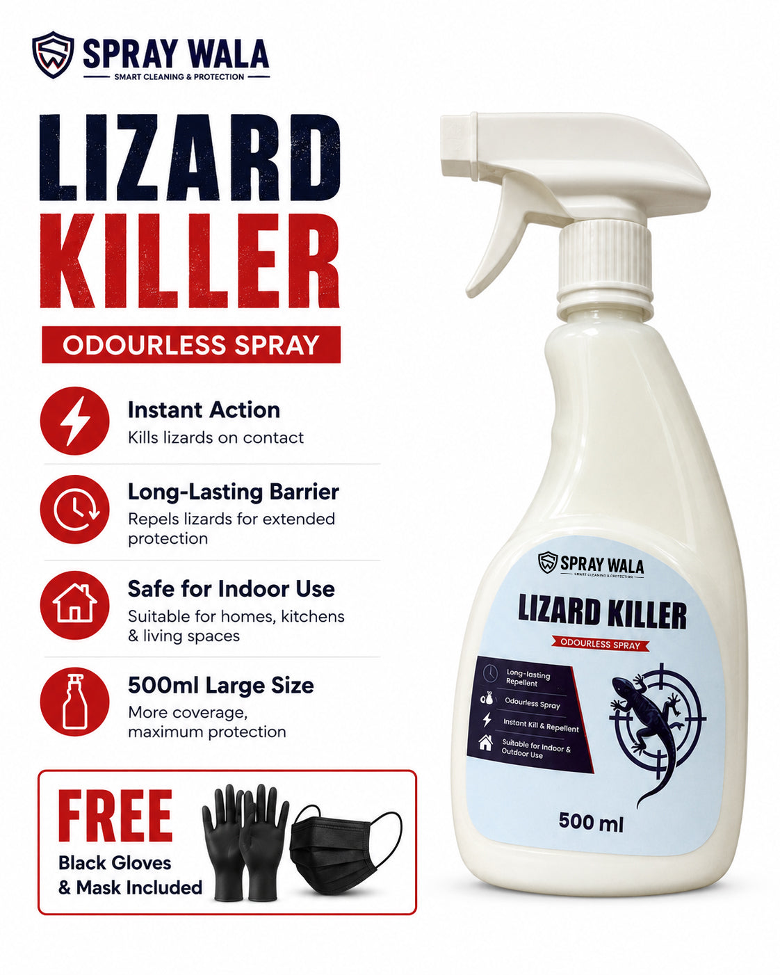 Lizard Killer Spray 500ml – Odorless, Fast-Acting Formula | SPRAYWALA