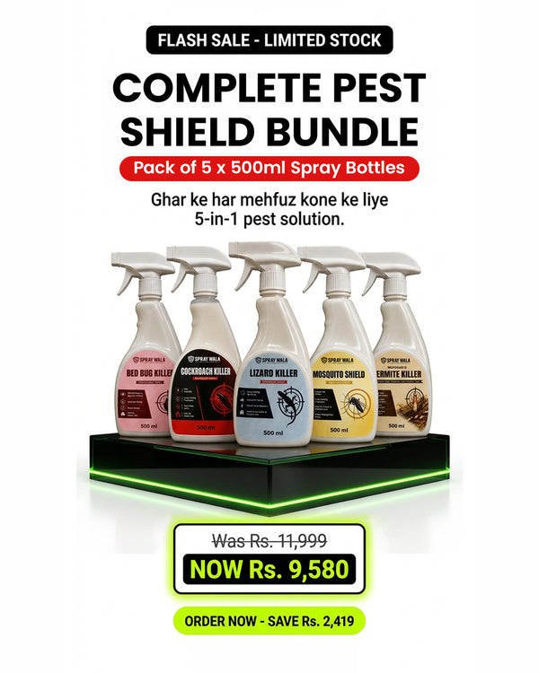 Complete Protection Bundle – Pack of 5 x 500ml | Lizard, Bed Bug, Termite, Cockroach & Mosquito Killer | SPRAYWALA