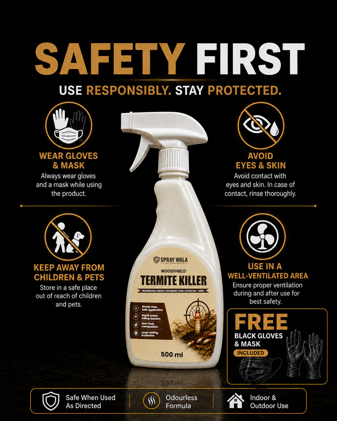 Woodshield Termite Killer Spray 500ml – Powerful Protection Formula | SPRAYWALA