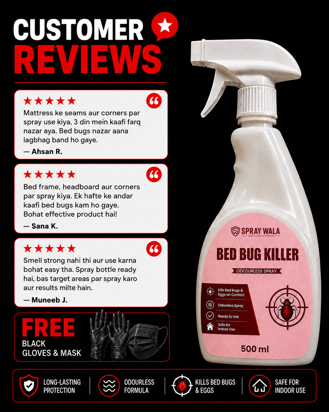 Bed Bug Killer Spray 500ml – Odorless, Fast-Acting Formula | SPRAYWALA