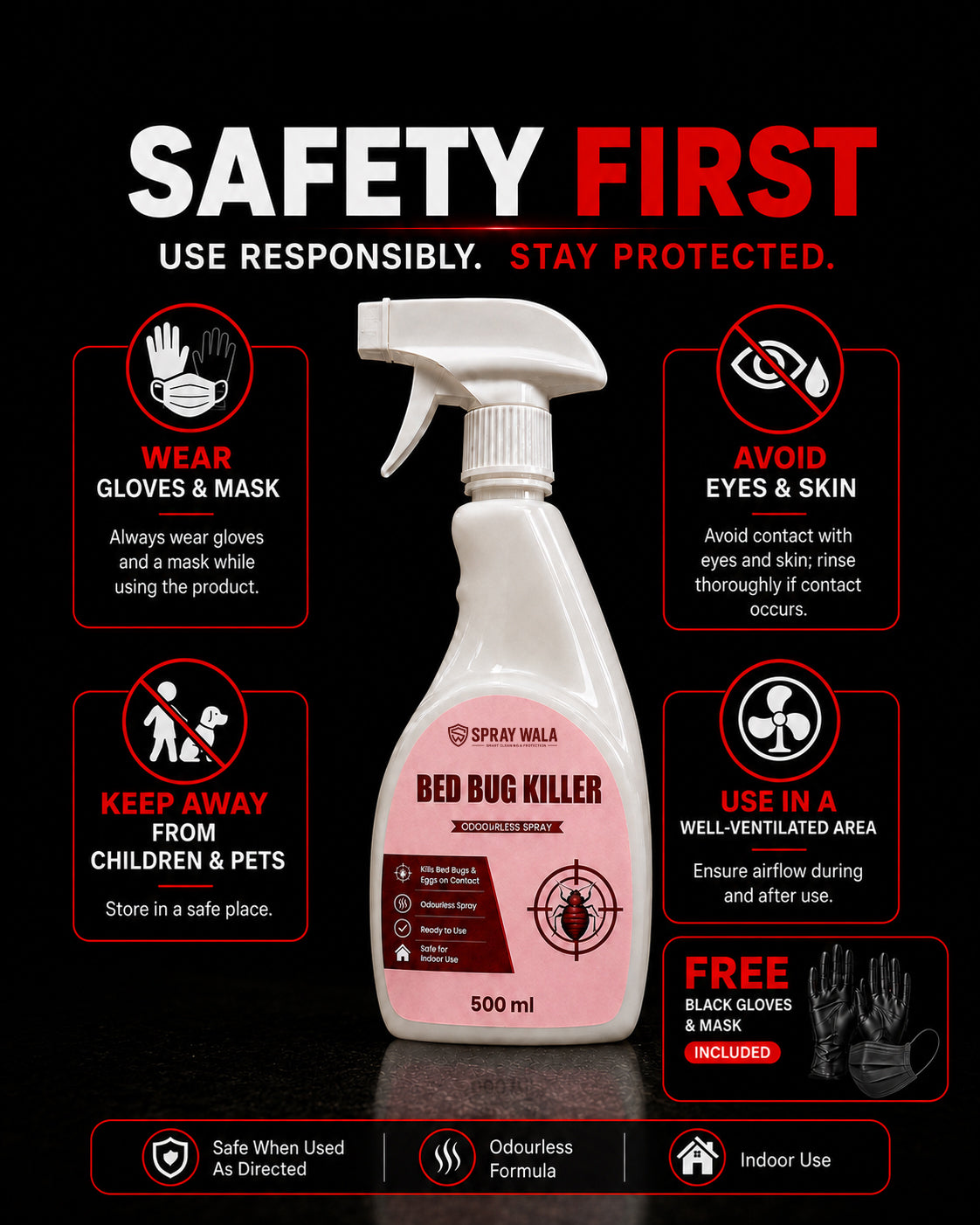 Bed Bug Killer Spray 500ml – Odorless, Fast-Acting Formula | SPRAYWALA