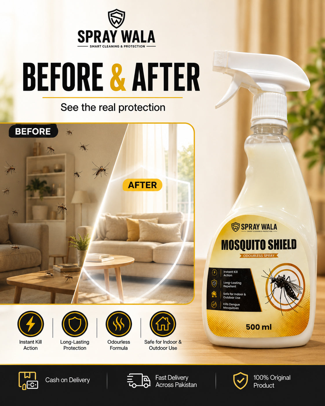 Mosquito Shield Spray 500ml – Long-Lasting Protection Formula | SPRAYWALA