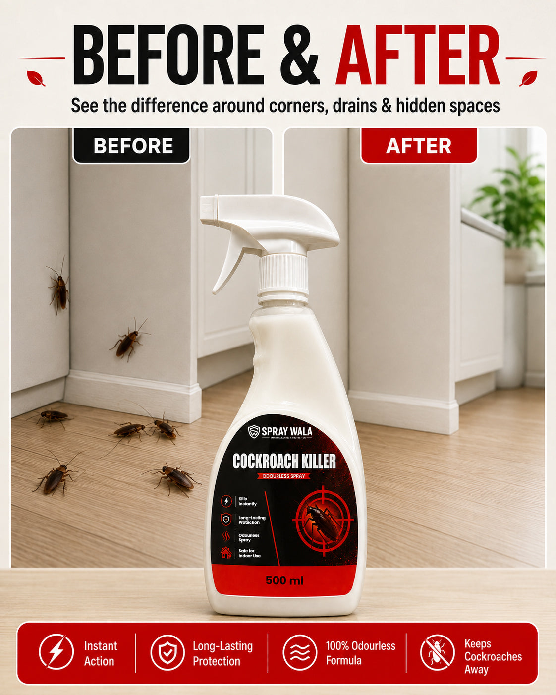 Cockroach Killer Spray 500ml – Fast-Acting Formula | SPRAYWALA