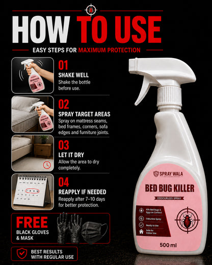 Bed Bug Killer Spray 500ml – Odorless, Fast-Acting Formula | SPRAYWALA