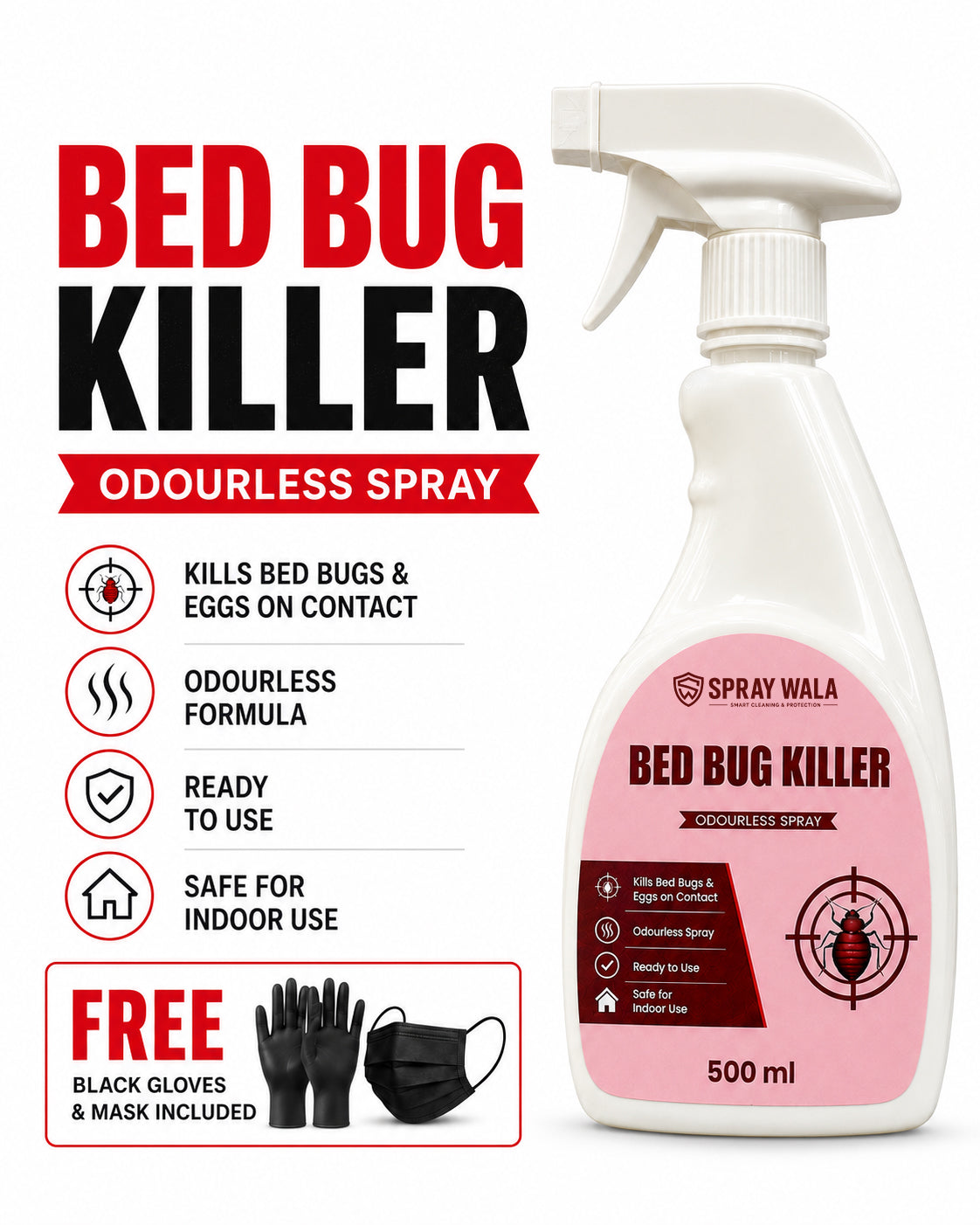 Bed Bug Killer Spray 500ml – Odorless, Fast-Acting Formula | SPRAYWALA