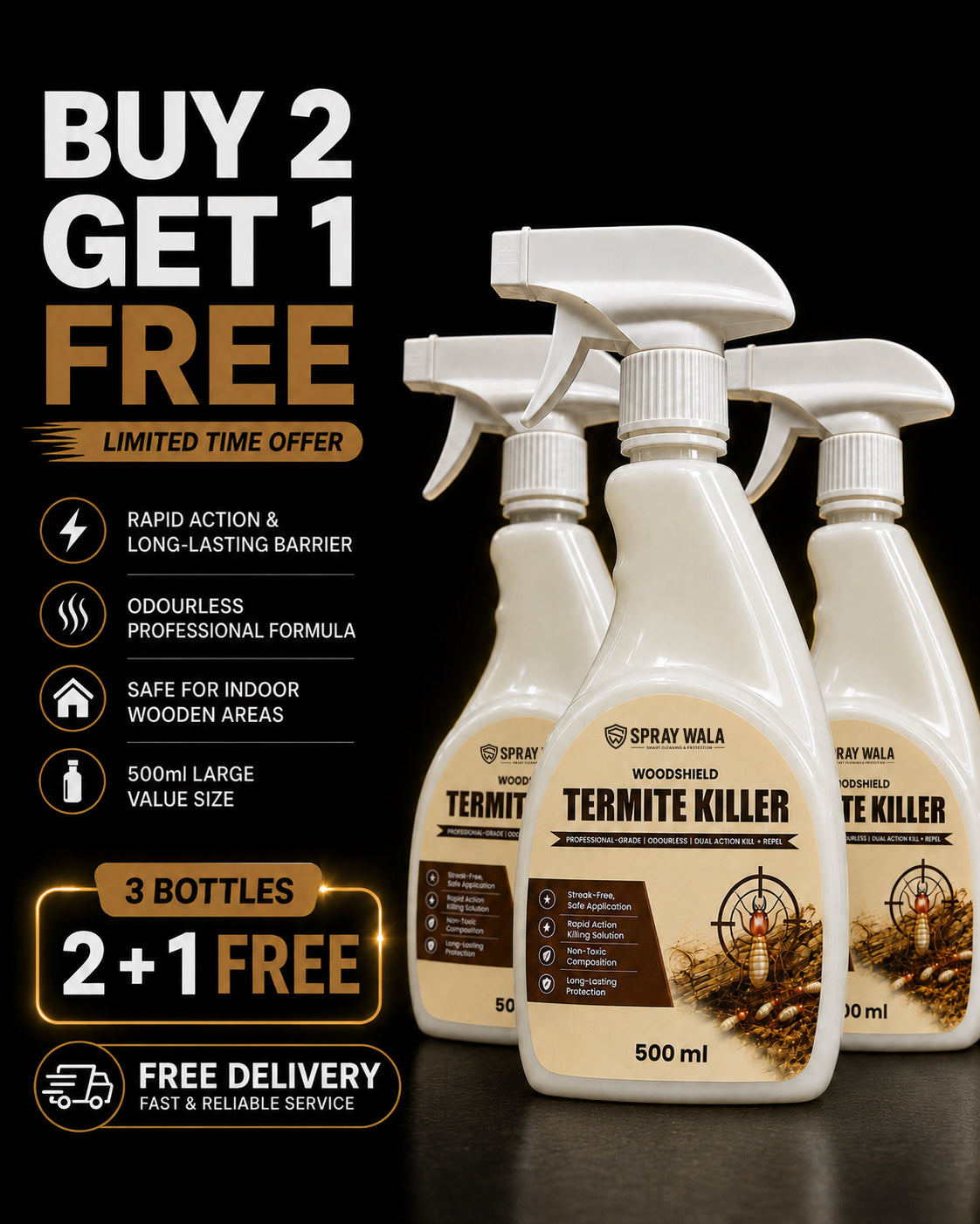 Woodshield Termite Killer Spray 500ml – Powerful Protection Formula | SPRAYWALA