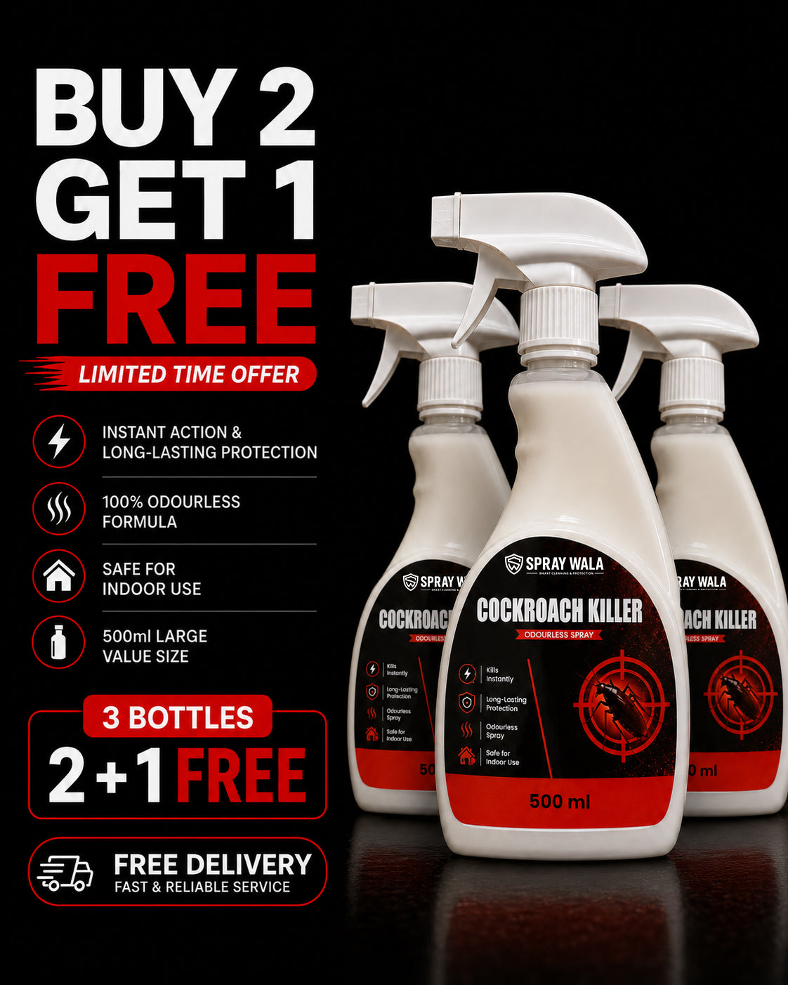 Cockroach Killer Spray 500ml – Fast-Acting Formula | SPRAYWALA
