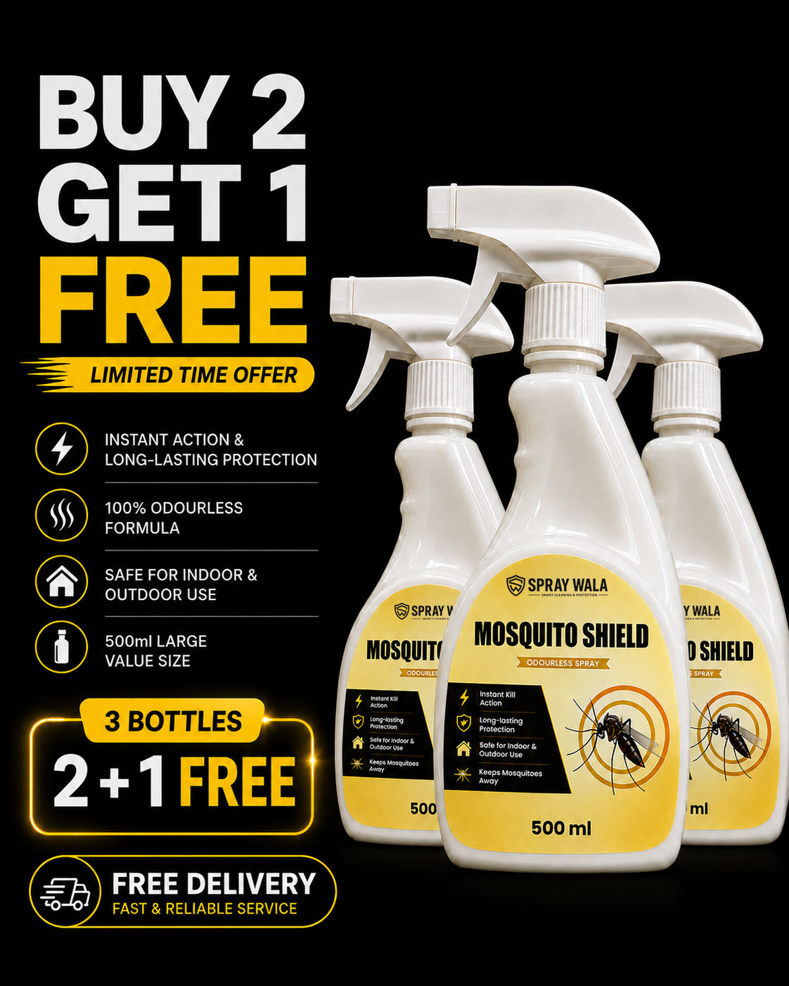 Mosquito Shield Spray 500ml – Long-Lasting Protection Formula | SPRAYWALA