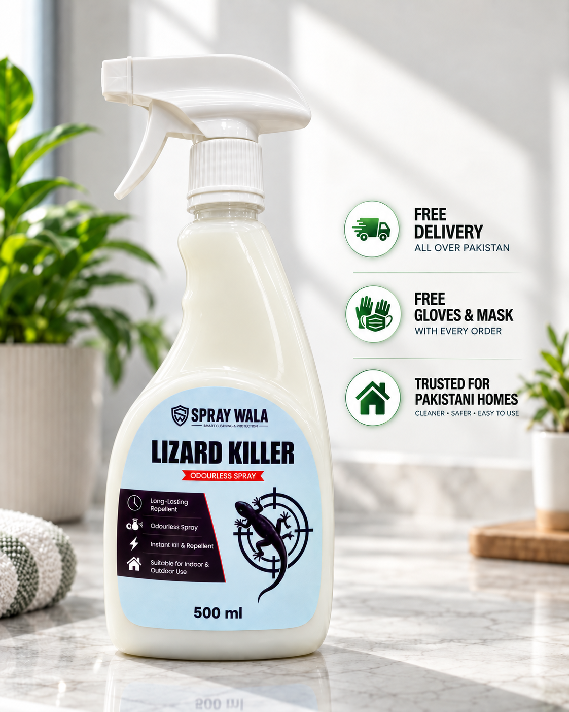 Lizard Killer Spray 500ml – Odorless, Fast-Acting Formula | SPRAYWALA