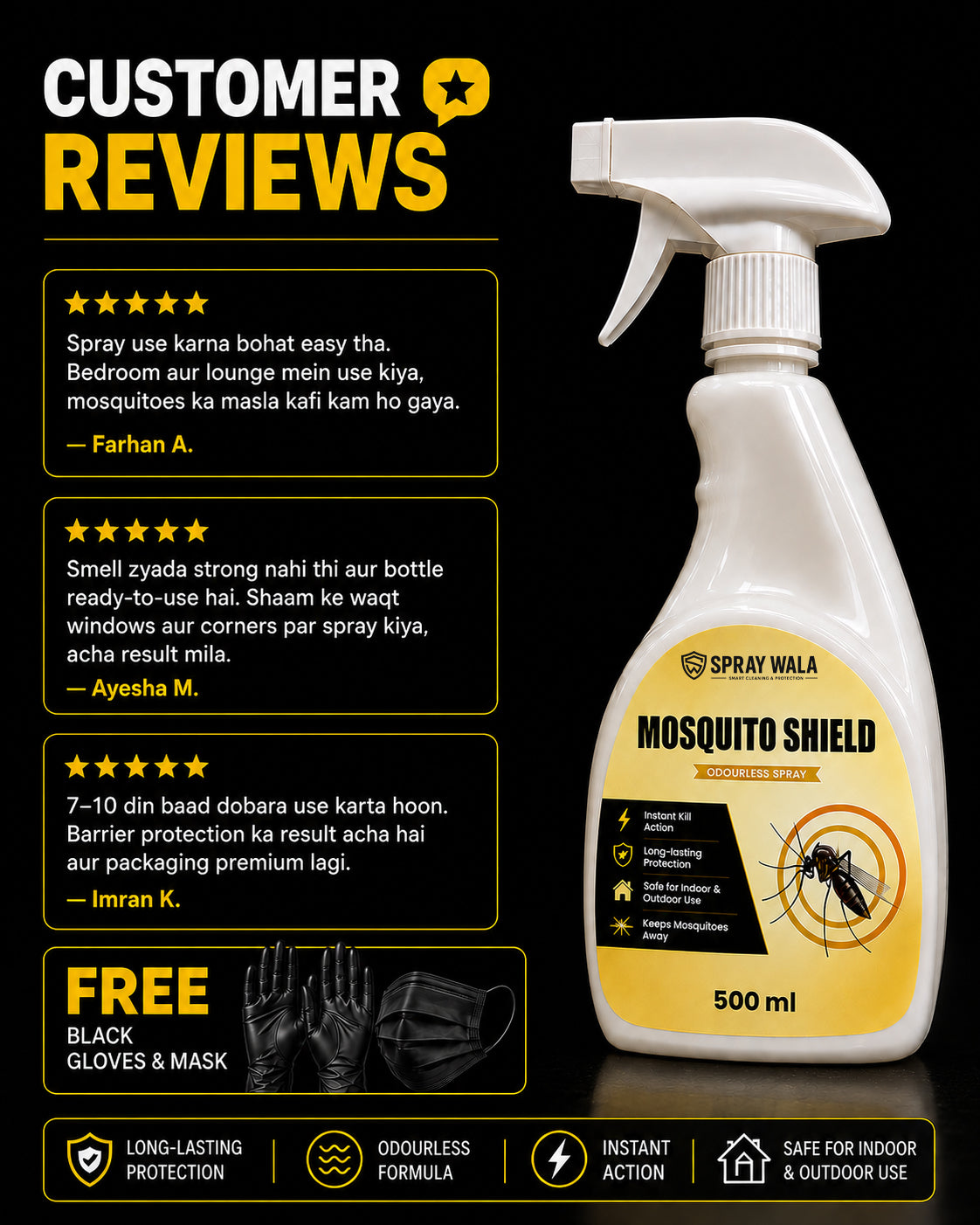 Mosquito Shield Spray 500ml – Long-Lasting Protection Formula | SPRAYWALA