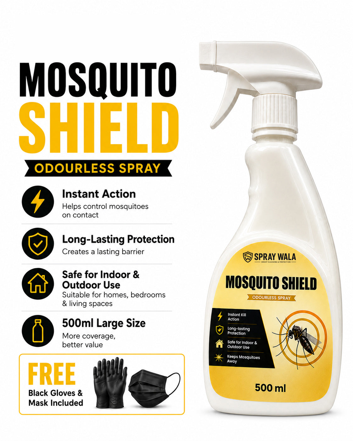 Mosquito Shield Spray 500ml – Long-Lasting Protection Formula | SPRAYWALA