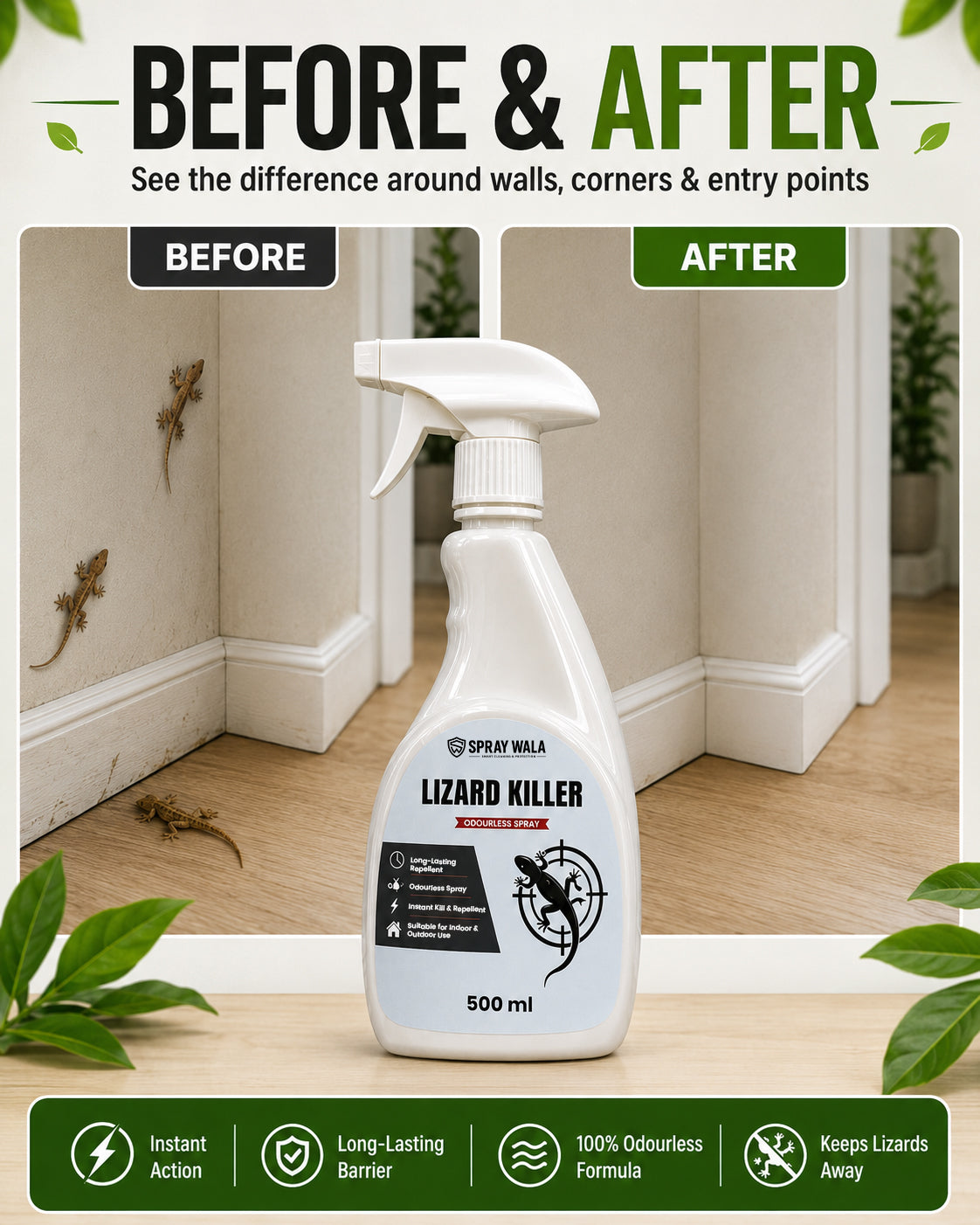 Lizard Killer Spray 500ml – Odorless, Fast-Acting Formula | SPRAYWALA