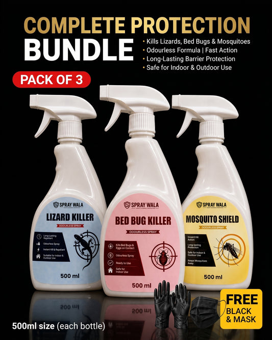 Night Protection Bundle – Pack of 3 x 500ml | Lizard, Bed Bug & Mosquito Killer | SPRAYWALA