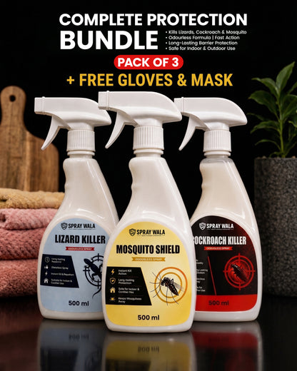 Home Guard Bundle – Pack of 3 x 500ml | Lizard, Mosquito & Cockroach Killer | SPRAYWALA
