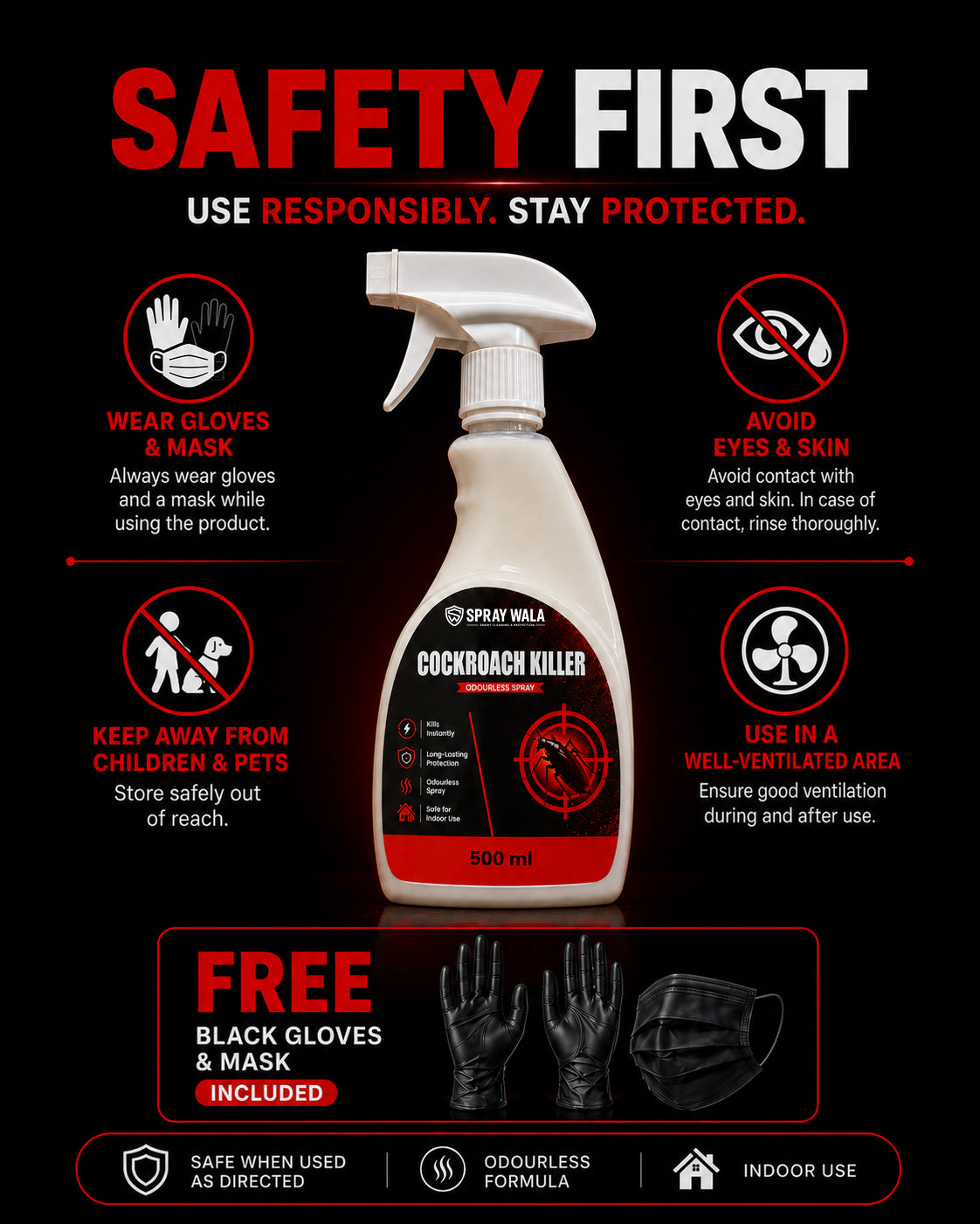 Cockroach Killer Spray 500ml – Fast-Acting Formula | SPRAYWALA