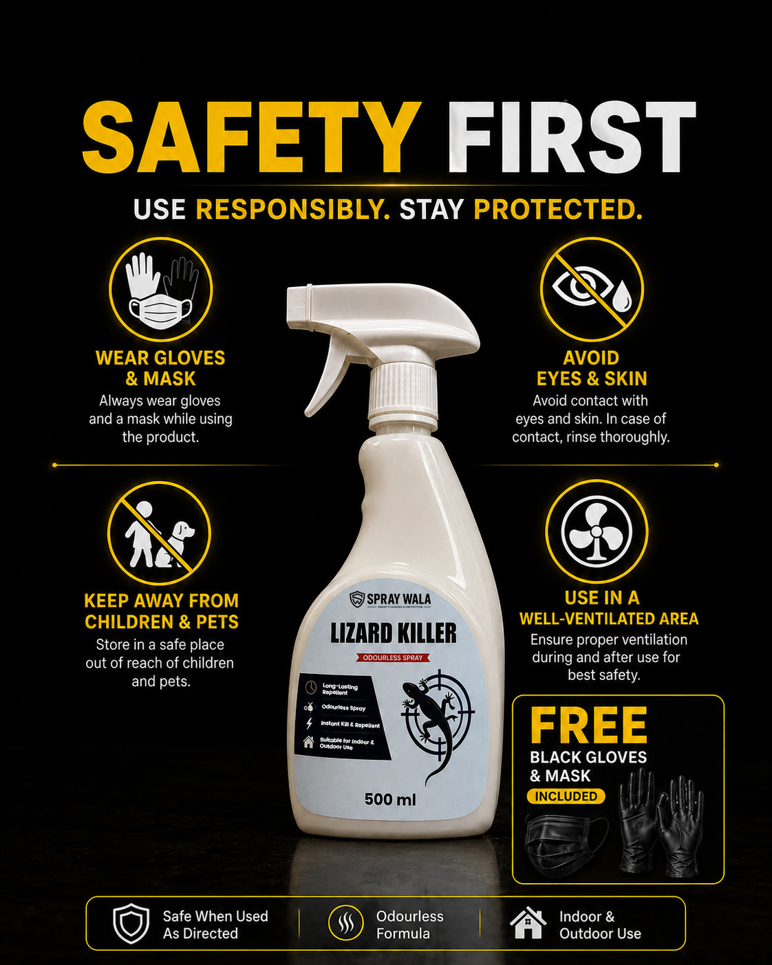 Lizard Killer Spray 500ml – Odorless, Fast-Acting Formula | SPRAYWALA