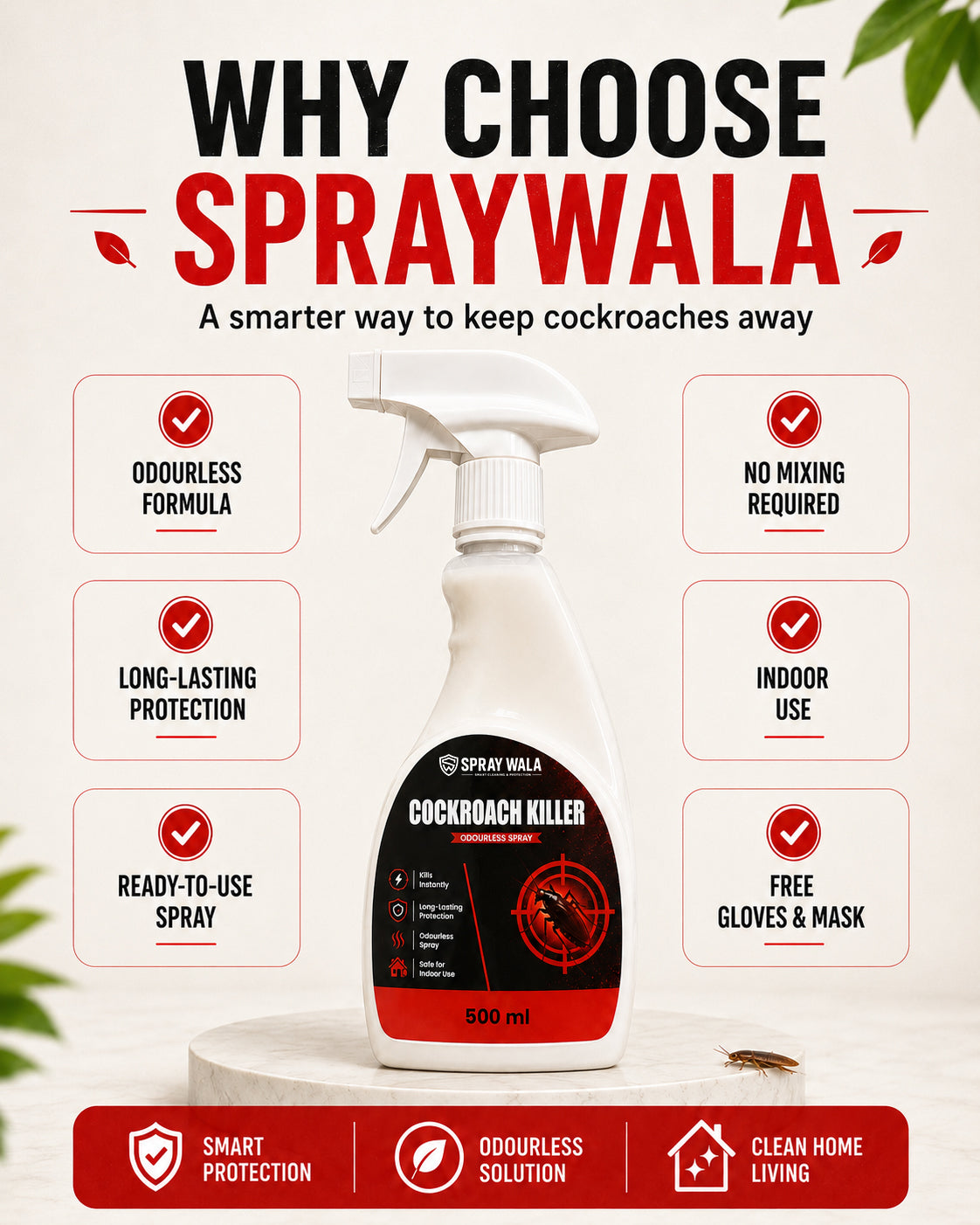 Cockroach Killer Spray 500ml – Fast-Acting Formula | SPRAYWALA