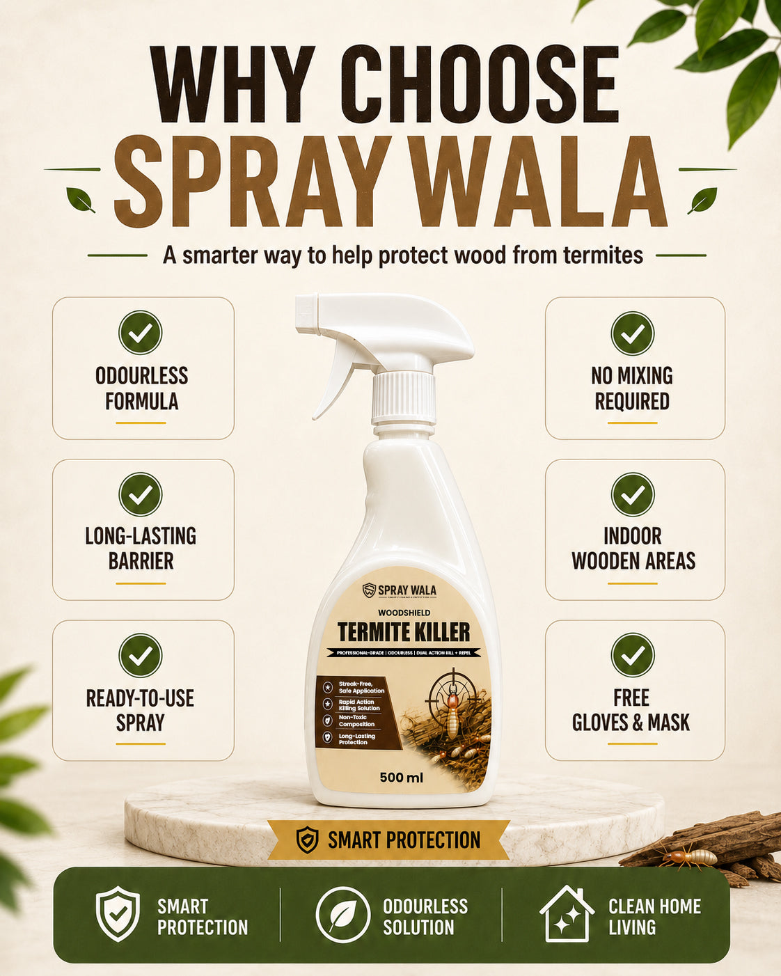 Woodshield Termite Killer Spray 500ml – Powerful Protection Formula | SPRAYWALA